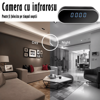 Mini camera Spy WI-FI Ascunsa in Ceas Desteptator,Microfon,Infrared,1080P,Activare la Miscare,Round,Micro SD 32GB Inclus - 4