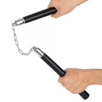 Nunceag-nunchucku IdeallStore®, cauciuc, prindere lant, negru, 30 cm - 7