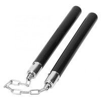 Nunceag-nunchucku IdeallStore®, cauciuc, prindere lant, negru, 30 cm - 1