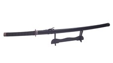 Sabie katana decorativa IdeallStore®, panoplie, Last Samurai, negru, metal, 51.5 cm, suport inclus