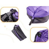 Saltea Autogonflabila "Lazy Bag" tip sezlong, 185 x 70cm, culoare negru-Violet, pentru camping, plaja sau piscina - 2