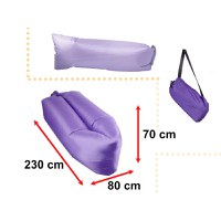 Saltea Autogonflabila "Lazy Bag" tip sezlong, 230 x 70cm, culoare Violet, pentru camping, plaja sau piscina - 3