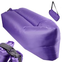 Saltea Autogonflabila "Lazy Bag" tip sezlong, 230 x 70cm, culoare Violet, pentru camping, plaja sau piscina - 1