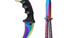 Set 2 cutite rainbow, Fade, karambit si briceag tip fluture