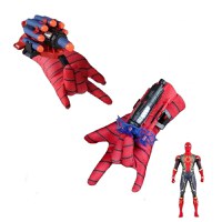 Set 2 Manusi proiectile burete, figurina si ventuze Spiderman, IdeallStore®, Rosu - 1