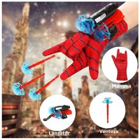 Set 2 Manusi proiectile burete, figurina si ventuze Spiderman, IdeallStore®, Rosu - 6