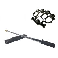 Set baston telescopic flexibil argintiu, maner cauciuc, 47 cm si box craniu negru - 1