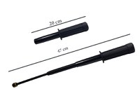 Set baston telescopic flexibil negru maner tip tonfa 47 cm + box argintiu 1 cm grosime - 3