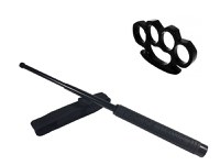 Set baston telescopic Police, 49 cm + box negru 1 cm grosime - 1