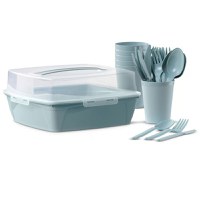 Set complet pentru picnic, 32 piese, 6 persoane, menta, DOMOTTI - 1