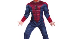 Set costum Avenge Spiderman cu muschi IdeallStore®, pentru 7-9 ani, rosu si masca plastic