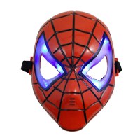 Set costum clasic Spiderman cu muschi IdeallStore®, 3-5 ani, 100-110 cm, rosu, manusa discuri si masca LED - 4