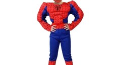 Set costum clasic Spiderman cu muschi IdeallStore®, 3-5 ani, rosu si masca plastic