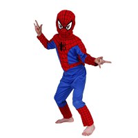 Set costum First Spiderman IdeallStore® pentru copii, 100% poliester, 100-110 cm si masca plastic - 3