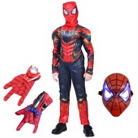 Set costum Iron Spiderman IdeallStore®, New Era, rosu, 5-7 ani, manusa cu ventuze, discuri si masca - 1