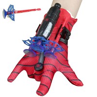 Set costum Spiderman cu muschi, pentru 3-5 ani, 2 lansatoare si masca plastic LED, rosu - 5