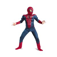 Set costum Spiderman cu muschi, pentru 3-5 ani, 2 lansatoare si masca plastic LED, rosu - 3