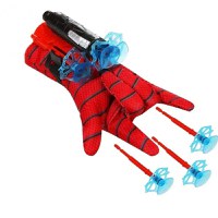 Set costum Spiderman cu muschi si manusa cu ventuze si figurina, IdeallStore®, marime M, 5-7 ani, rosu - 5