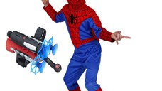 Set costum Spiderman M, 110-120 cm si lansator cu ventuze