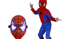 Set costum Spiderman marimea S si masca LED