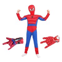 Set costum Ultimate Spiderman IdeallStore® pentru copii, 100% poliester, 110-120 cm, rosu, manusa ventuze si discuri - 1