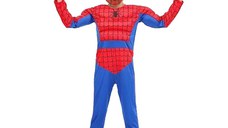 Set costum Ultimate Spiderman IdeallStore® pentru copii, 100% poliester, 3-5 ani, rosu si masca plastic