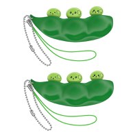 Set doua jucarii antistres IdeallStore®, pastaie de mazare, tip breloc, 6.5 cm, verde - 1