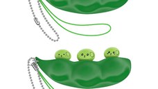 Set doua jucarii antistres IdeallStore®, pastaie de mazare, tip breloc, 6.5 cm, verde