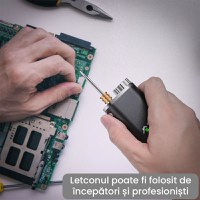 Set letcon portabil cu incarcare USB, pistol pentru lipit, cositorit si sudat componente electronice, negru/turcoaz - 3