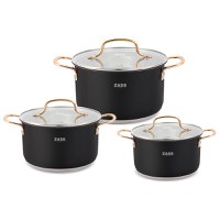 Set oale Inox cu capac Zass Gourmet ZG-SCS 01, negru - 1