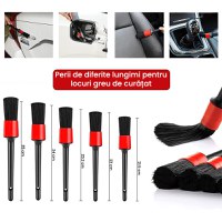 Set Premium 18 Piese detailing auto, GlowforHome, pensule detaliere, burete aplicator, laveta microfibra, Rosu-negru - 4