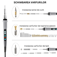 Set profesional pirogravura si lipire cu 110 piese, afisaj digital LCD, temperatura reglabila - 2