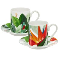 Set servire cafea espresso, 4 piese, 2 persoane, portelan, AMBITION Paradise - 1