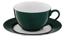 Set servire ceai sau cafea, 12 piese, 6 persoane, portelan, AMBITION Aura Green