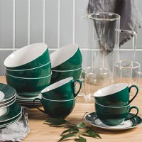 Set servire ceai sau cafea, 12 piese, 6 persoane, portelan, AMBITION Aura Green - 2