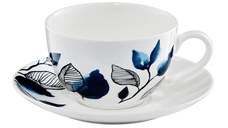 Set servire ceai sau cafea, 12 piese, 6 persoane, portelan, AMBITION Blue Flower