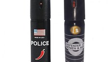 Set Spray cu piper Neutral Defens si Spray cu chili USA Police, IdeallStore®, 60 ml, Husa inclusa