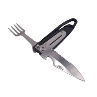 Set tacamuri pentru camping si drumetii IdeallStore®, cutit si furculita, tip briceag, 16 cm, negru - 2