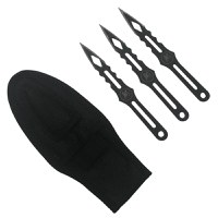 Set trei cutite de aruncat, Black Cat, otel inoxidabil, 13.5 cm, teaca inclusa - 1