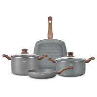 Set vase marmorate,antiaderente,din aluminiu turnat sub presiune Zass Gourmet ZG-ACS 05, gri - 1