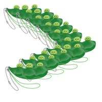 Set zece jucarii antistres IdeallStore®, pastaie de mazare, tip breloc, 6.5 cm, verde - 1