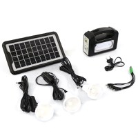 Sistem de iluminat solar GDPLUS, 3 becuri LED,USB, cablu de incarcare 220V, GD-7COB - 1