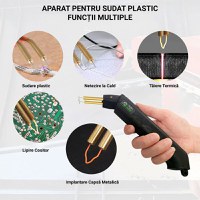 Trusa Aparat sudat plastic, GlowforHome, kit profesional lipit/reparat bara auto, 200 capse de intarire, 70W, negru - 5