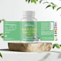 Vitamina D3 20,000 IU + K2 (MK7) 200mcg 180 Tablete, Vitabay - 4