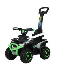 ATV electric cu maner 3 in 1, Kinderauto Warrior, pentru copii 1-3 ani, 30W 6V, roti moi, scaun tapitat, echipare Premium, verde - 1