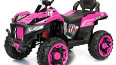 ATV electric pentru 2 copii, 4x4, Kinderauto BJFT009, 180W, 12V 12Ah, bluetooth, RC, roz