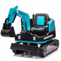 Excavator electric pentru copii Kinderauto X7, 110W, 12V-12Ah, scaun tapitat, telecomanda, Premium, albastru - 1