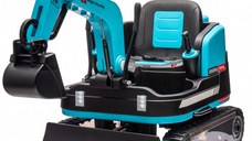 Excavator electric pentru copii Kinderauto X7, 110W, 12V-12Ah, scaun tapitat, telecomanda, Premium, albastru