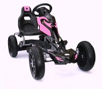 GO Kart cu pedale pentru fetite 5-10 ani, Kinderauto Thunder, roti EVA, Roz - 1