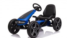 Kinderauto GO Kart cu pedale de la Mercedes, roti cauciuc solid, scaun reglabil, centura de siguranta Albastru